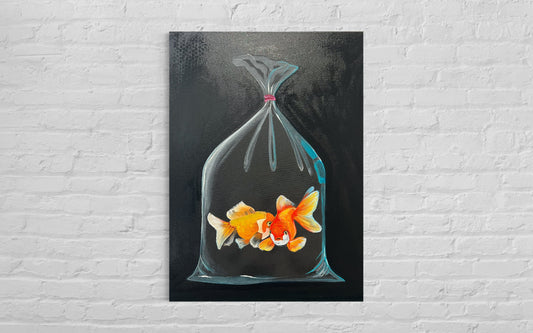 Fishy Fishy (Clown) - Original Mixed Media Painting Canvas