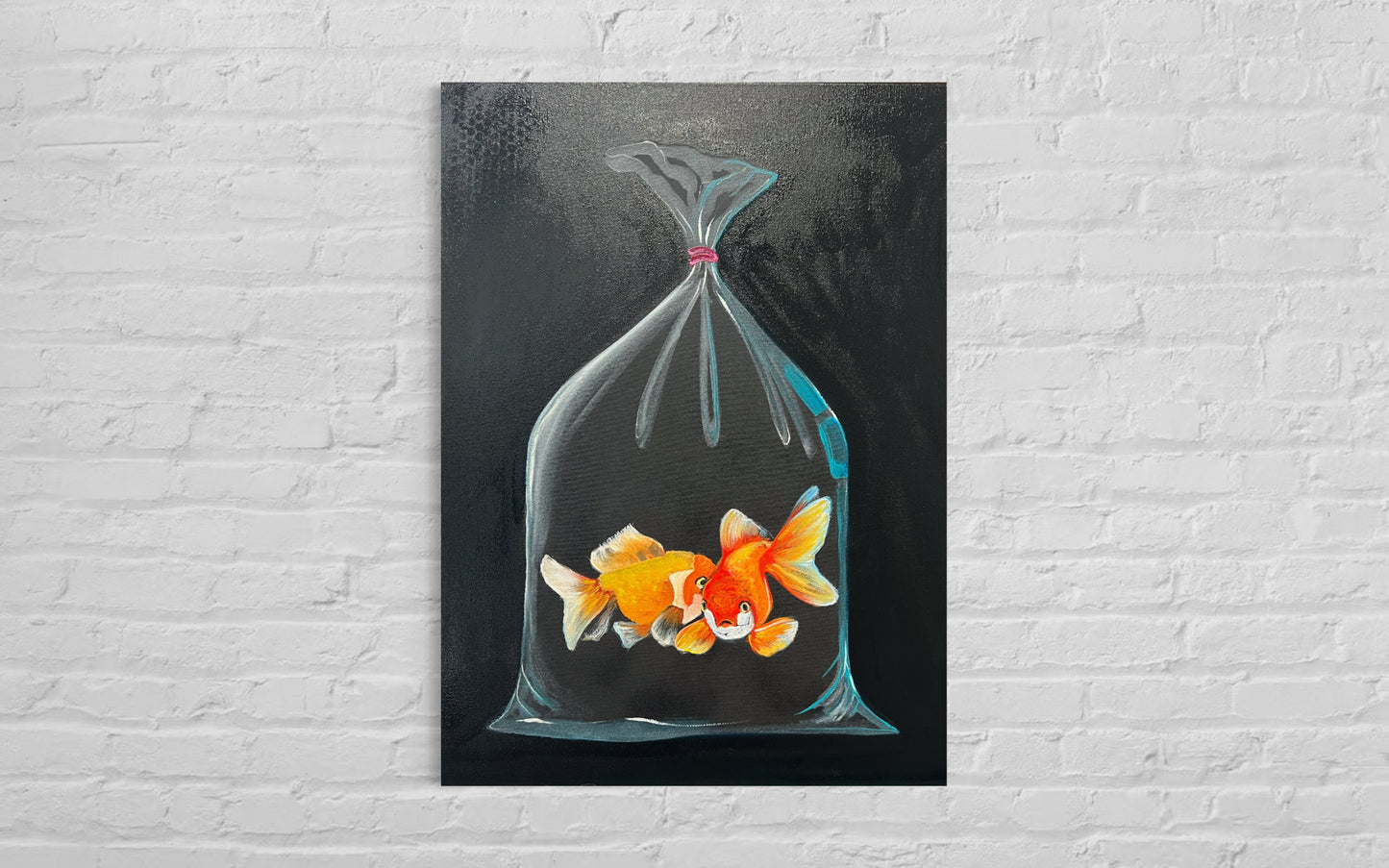 Fishy Fishy (Clown) - Original Mixed Media Painting Canvas