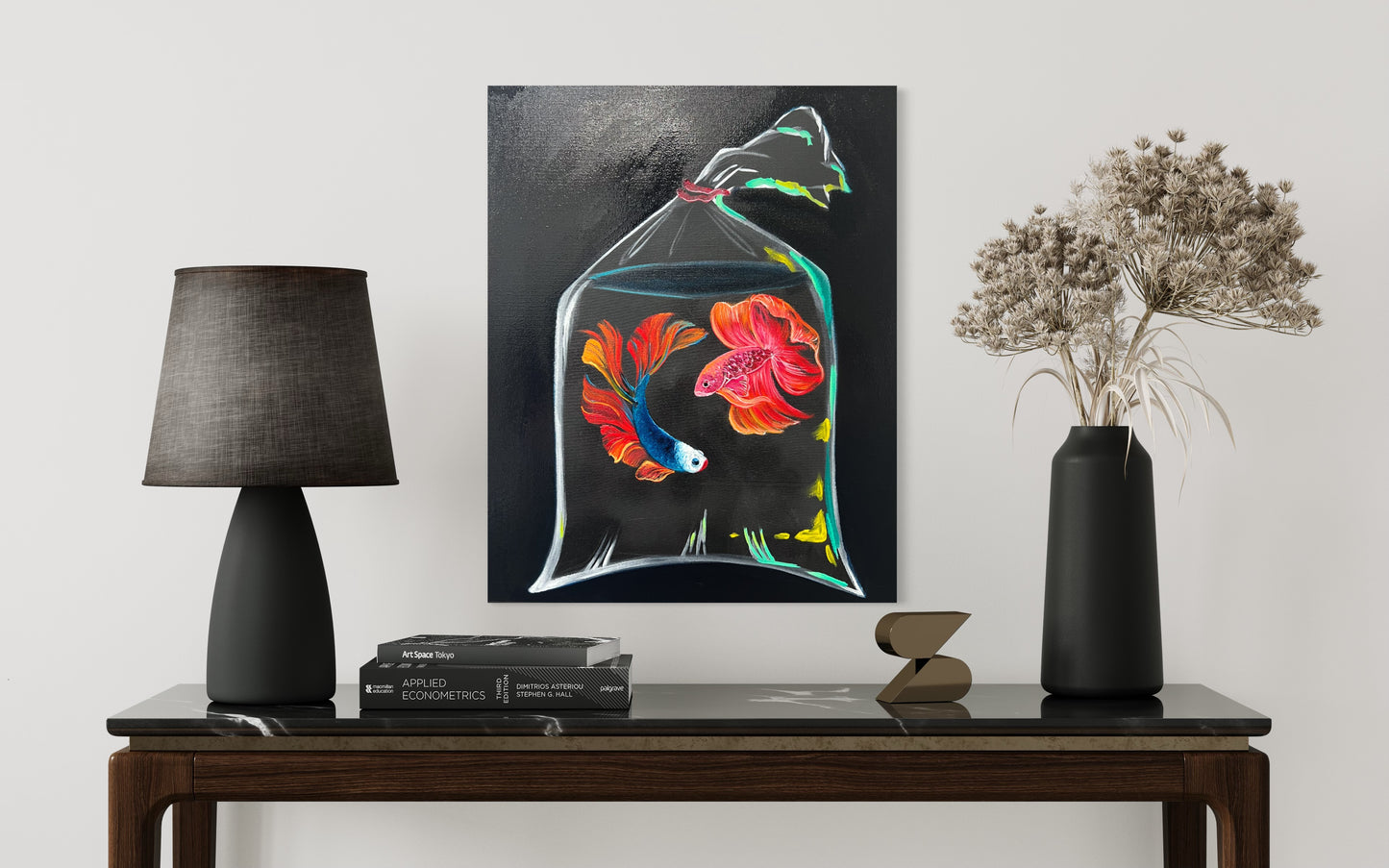 Fishy Fishy (Beta) - Original Mixed Media Painting Canvas