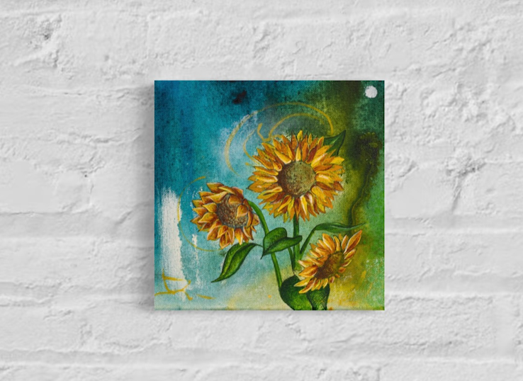 Flower Study - Original Mixed Media Painting Canvas