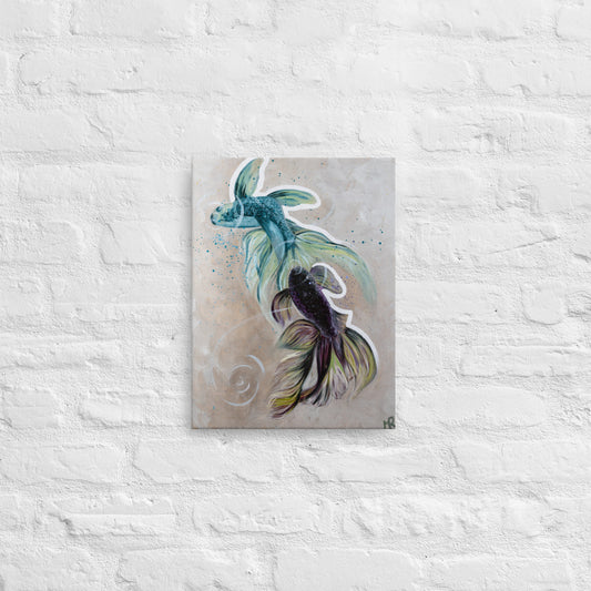 Two Koi Being Too Coy - Printed Canvas